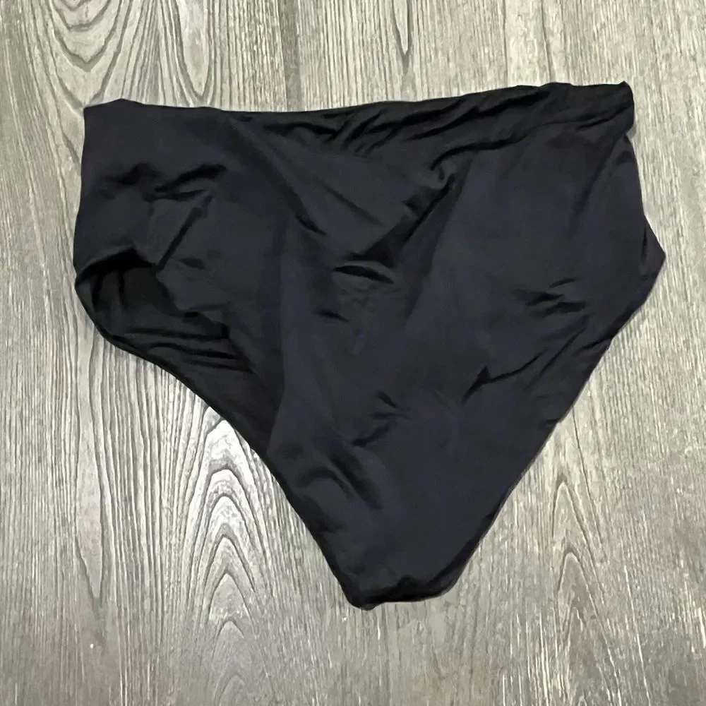 ASOS DESIGN Swim High Rise Bikini Bottom Thick Waist Swimwear Black Size 22